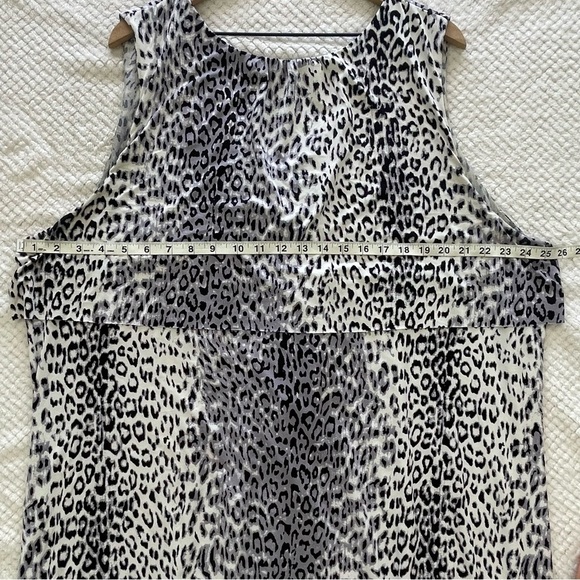 Anne Klein Animal Print Dress 3X Office Career A-Line Knee Length Stretch Ruffle - Picture 10 of 15